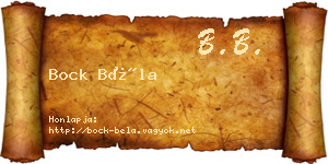 Bock Béla névjegykártya