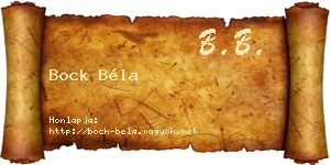 Bock Béla névjegykártya